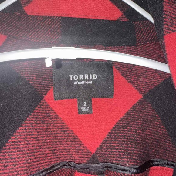 Torrid Wool Longline Buffalo Plaid Collared Shacket - Picture 9 of 10